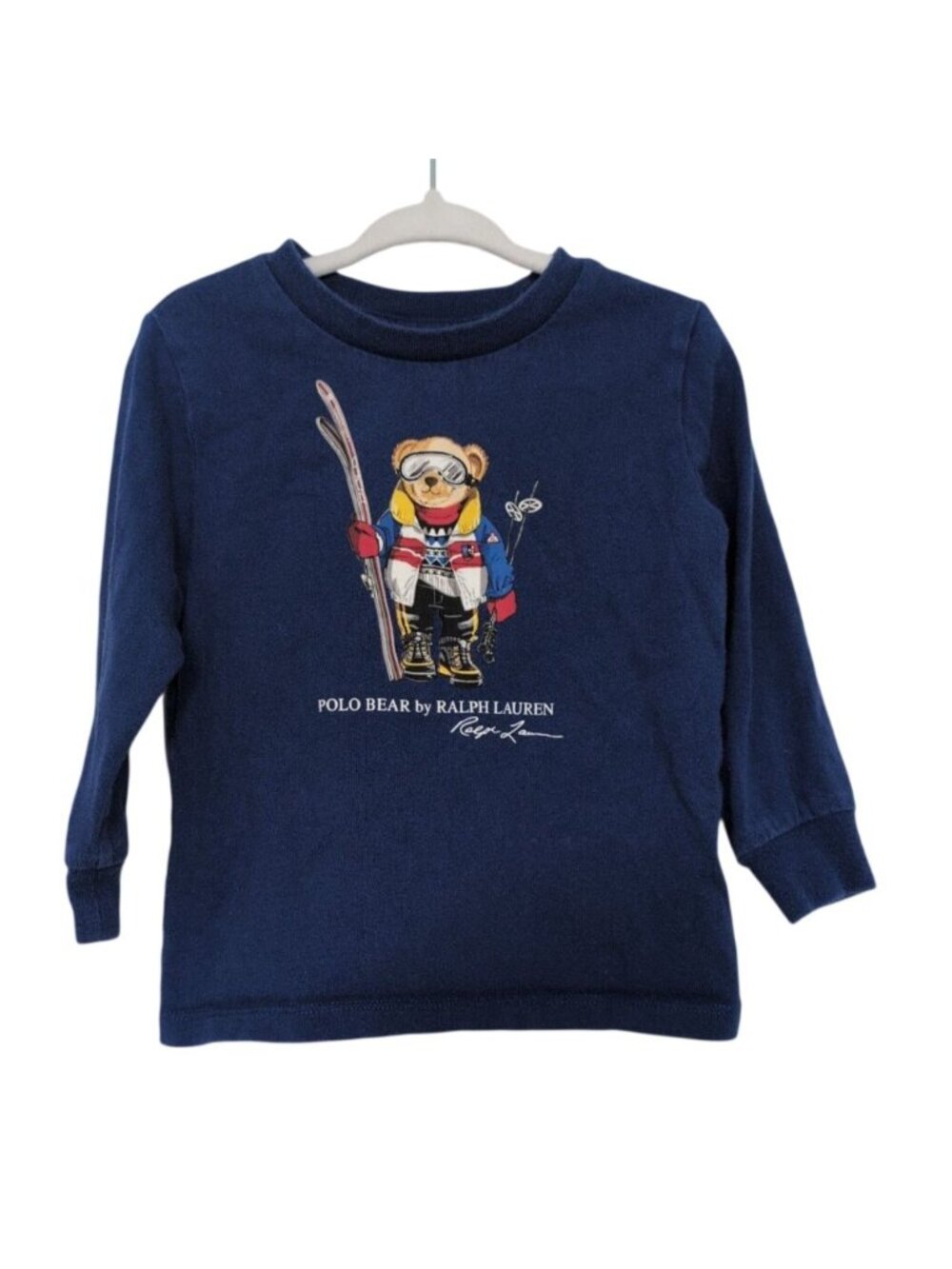 Ralph Lauren Polo Bear Ski Shirt Boys Size 18 Months Blue Alpine Long Sleeve - Picture 1 of 6
